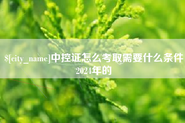 南安中控证怎么考取需要什么条件2024年的